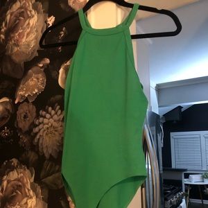 Kelly green high neck bodysuit